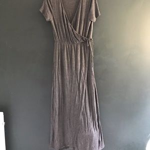 Long wrap dress jersey grey